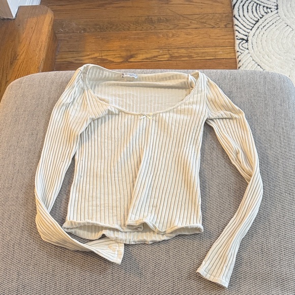 Zara Cream Striped Scoop Neck Blouse - Picture 1 of 2